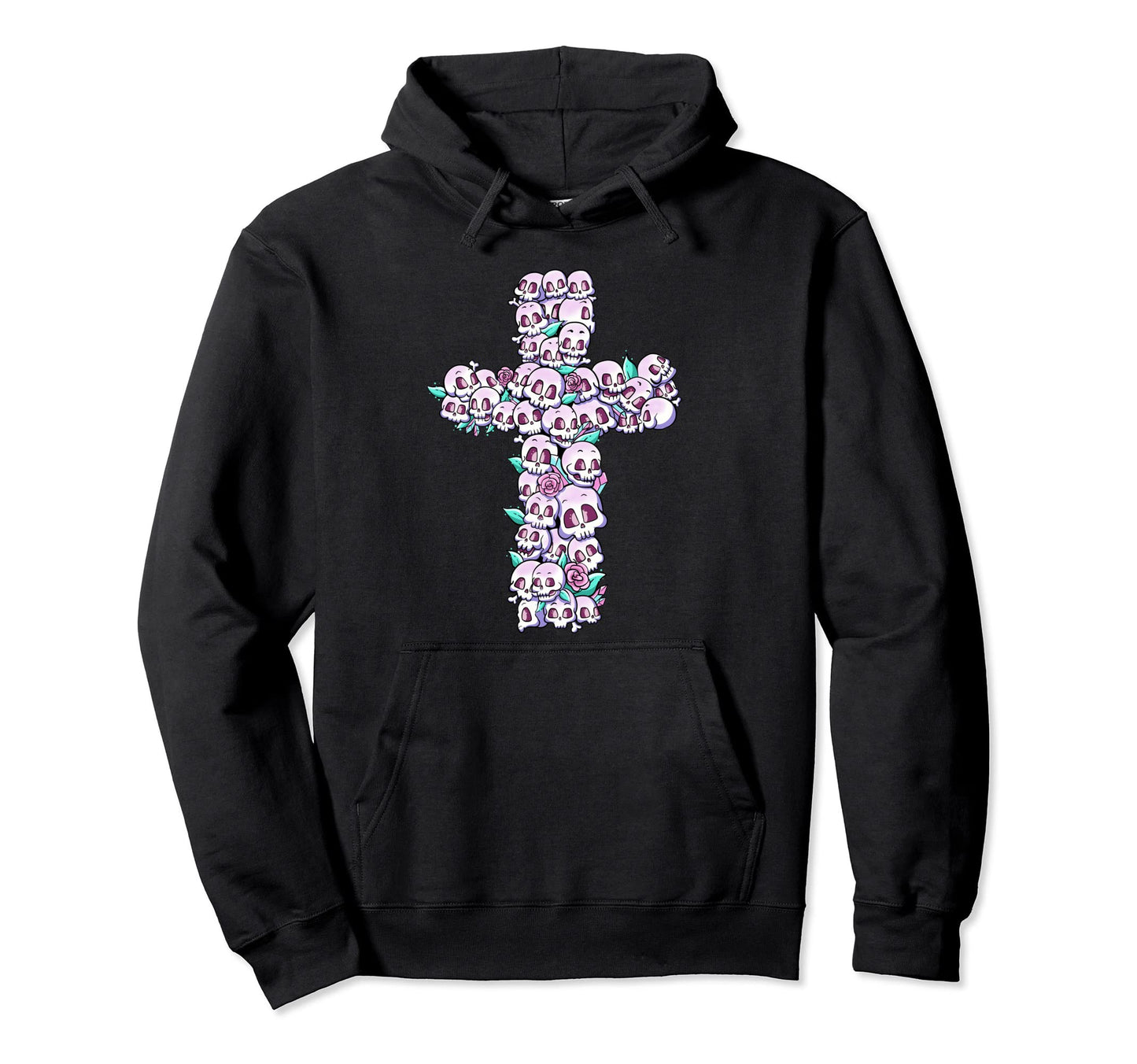 Kawaii Pastel Goth Skulls And Roses Hoodie - Unique Graphic Men Women - T-Shirt, Sweatshirt, Hoodie