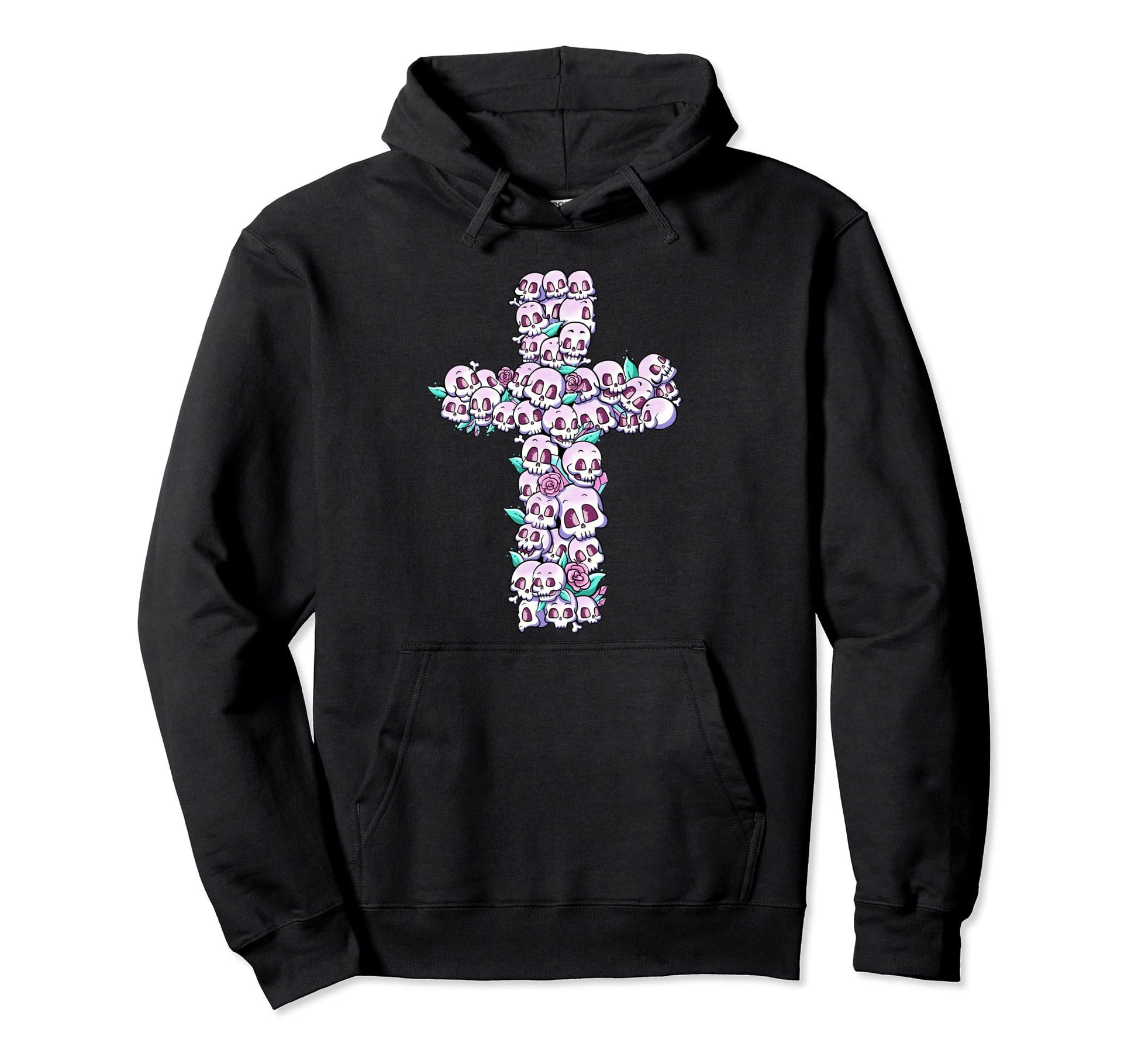 Kawaii Pastel Goth Skulls And Roses Hoodie - Unique Graphic Men Women - T-Shirt, Sweatshirt, Hoodie