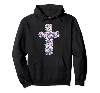 Kawaii Pastel Goth Skulls And Roses Hoodie - Unique Graphic Men Women - T-Shirt, Sweatshirt, Hoodie