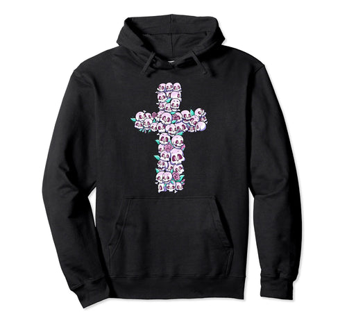 Kawaii Pastel Goth Skulls And Roses Hoodie - Unique Graphic Men Women - T-Shirt, Sweatshirt, Hoodie