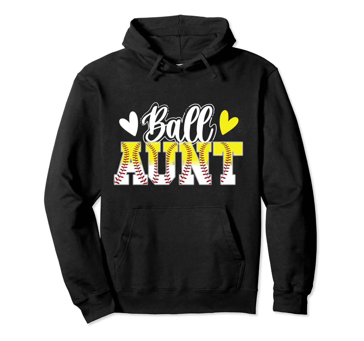 Ball Aunt Baseball Softball Aunt Hoodie - Graphic Print for Adults - T-Shirt, Sweatshirt, Hoodie