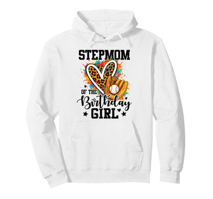Stepmom Birthday Baseball Colorful Hoodie - Graphic Print Men Women - T-Shirt, Sweatshirt, Hoodie