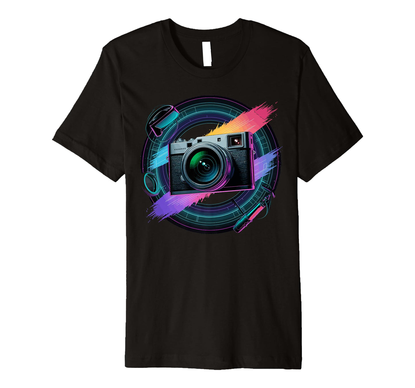 Colorful Camera Electric Photography T-Shirt - Unique Graphic Men Women - T-Shirt, Sweatshirt, Hoodie