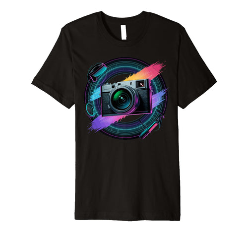 Colorful Camera Electric Photography T-Shirt - Unique Graphic Men Women - T-Shirt, Sweatshirt, Hoodie