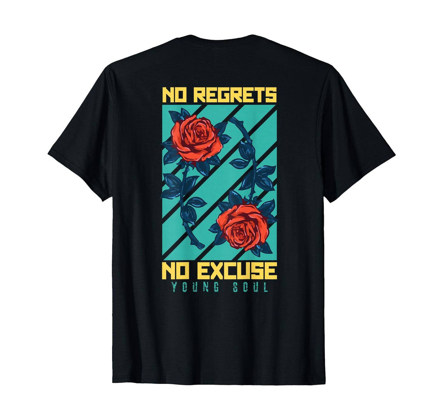 No Regrets Rose Backprint Aesthetic Edgy T-Shirt - Graphic Print Men Women - T-Shirt, Sweatshirt, Hoodie