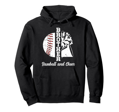 Baseball And Cheer Brother Cheerleading Hoodie - Graphic Print Men Women - T-Shirt, Sweatshirt, Hoodie