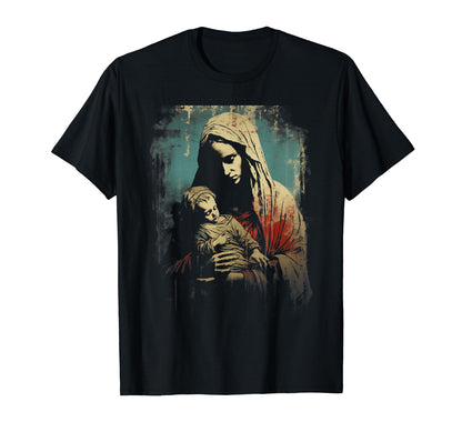Mary Jesus Distressed 90S Goth Grunge T-Shirt - Unique Graphic Men Women - T-Shirt, Sweatshirt, Hoodie
