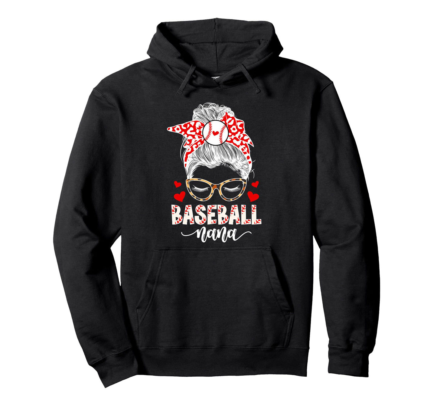 Baseball Nana Messy Bun Nana Baseball Hoodie - Trendy Graphic Unisex - T-Shirt, Sweatshirt, Hoodie