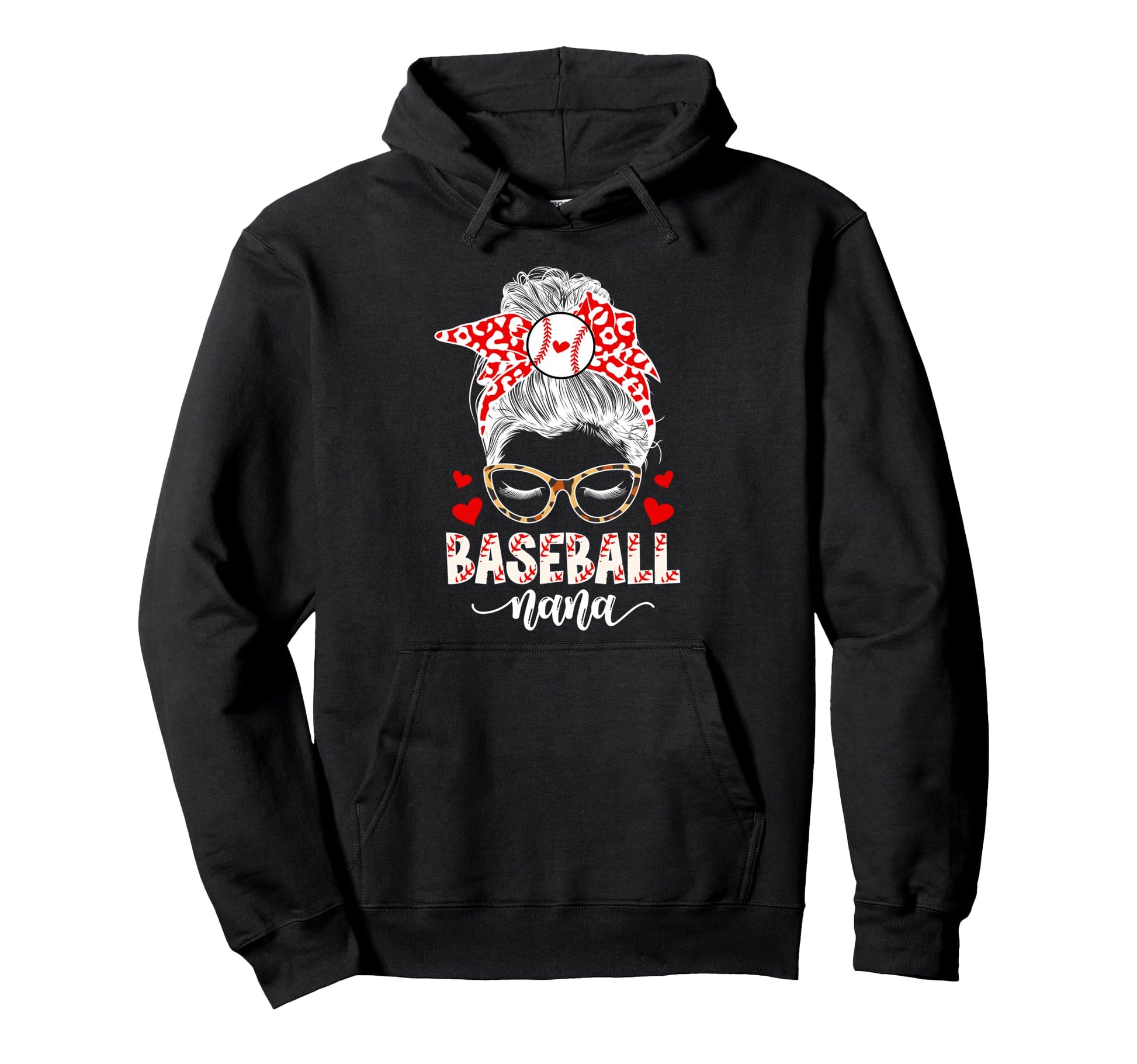 Baseball Nana Messy Bun Nana Baseball Hoodie - Trendy Graphic Unisex - T-Shirt, Sweatshirt, Hoodie