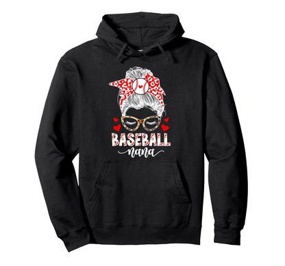 Baseball Nana Messy Bun Nana Baseball Hoodie - Trendy Graphic Unisex - T-Shirt, Sweatshirt, Hoodie