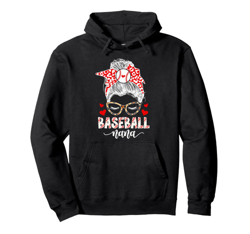Baseball Nana Messy Bun Nana Baseball Hoodie - Trendy Graphic Unisex - T-Shirt, Sweatshirt, Hoodie