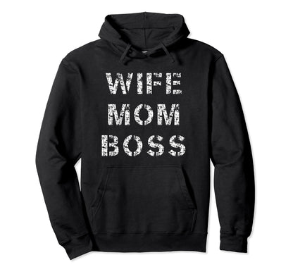 Distressed Wife Mom Boss 90S Grunge Hoodie - Custom Art Print Unisex - T-Shirt, Sweatshirt, Hoodie