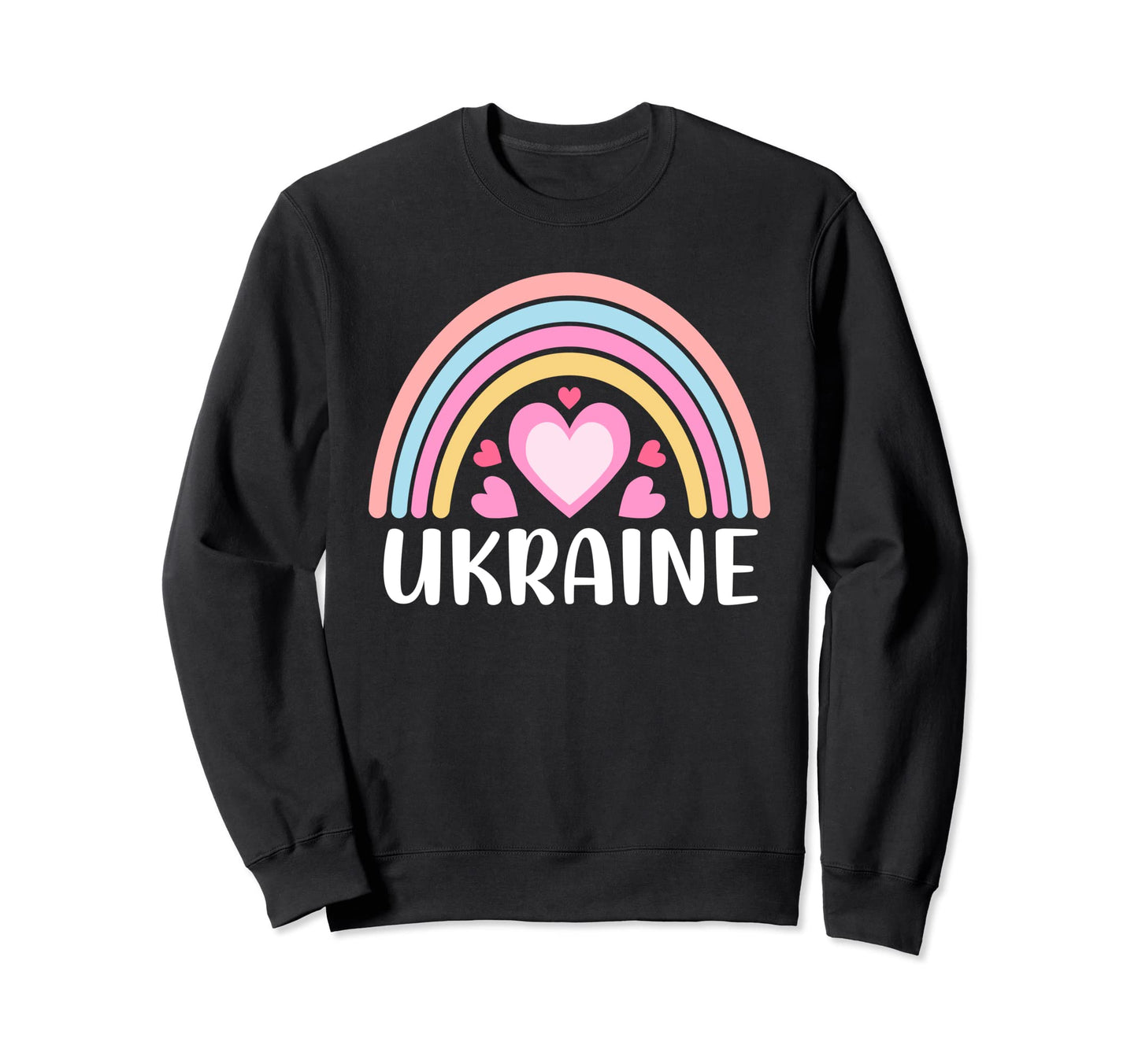 Ukraine Rainbow Hearts Sweatshirt - Minimalist Print Unisex - T-Shirt, Sweatshirt, Hoodie