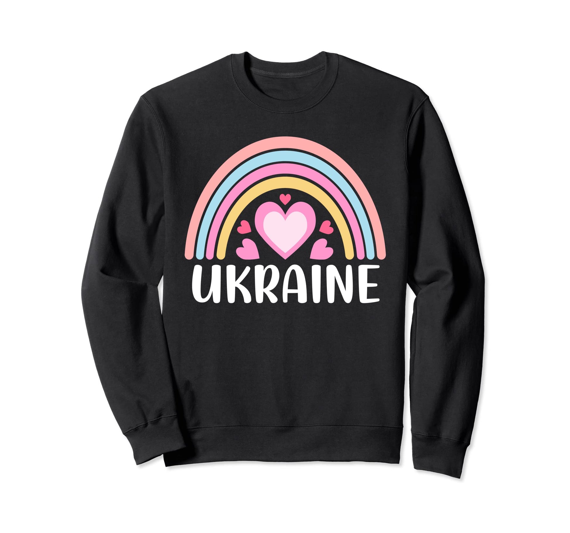 Ukraine Rainbow Hearts Sweatshirt - Minimalist Print Unisex - T-Shirt, Sweatshirt, Hoodie