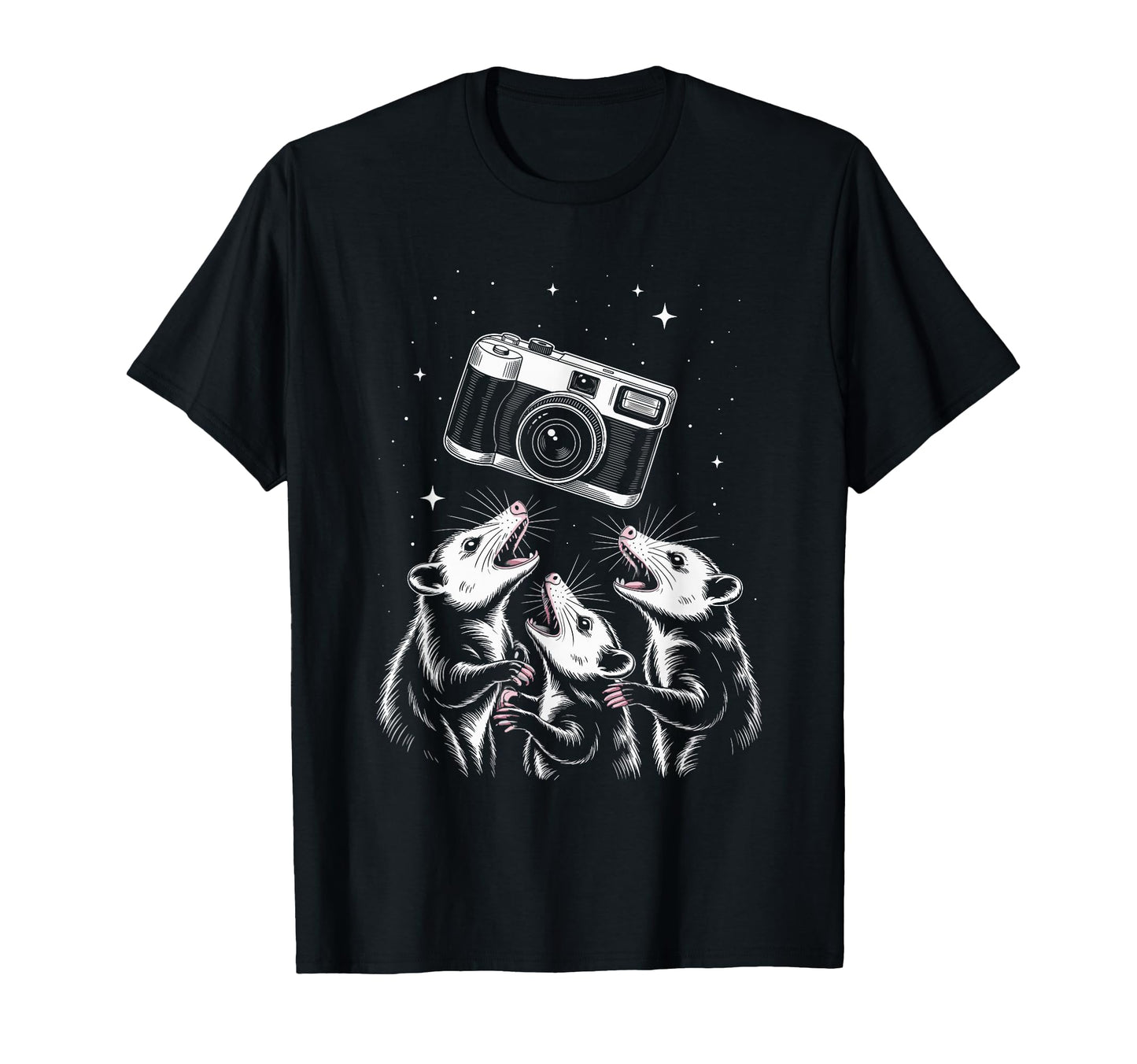 Opossum Camera Photography Scene T-Shirt - Fun Novelty Design for Adults - T-Shirt, Sweatshirt, Hoodie
