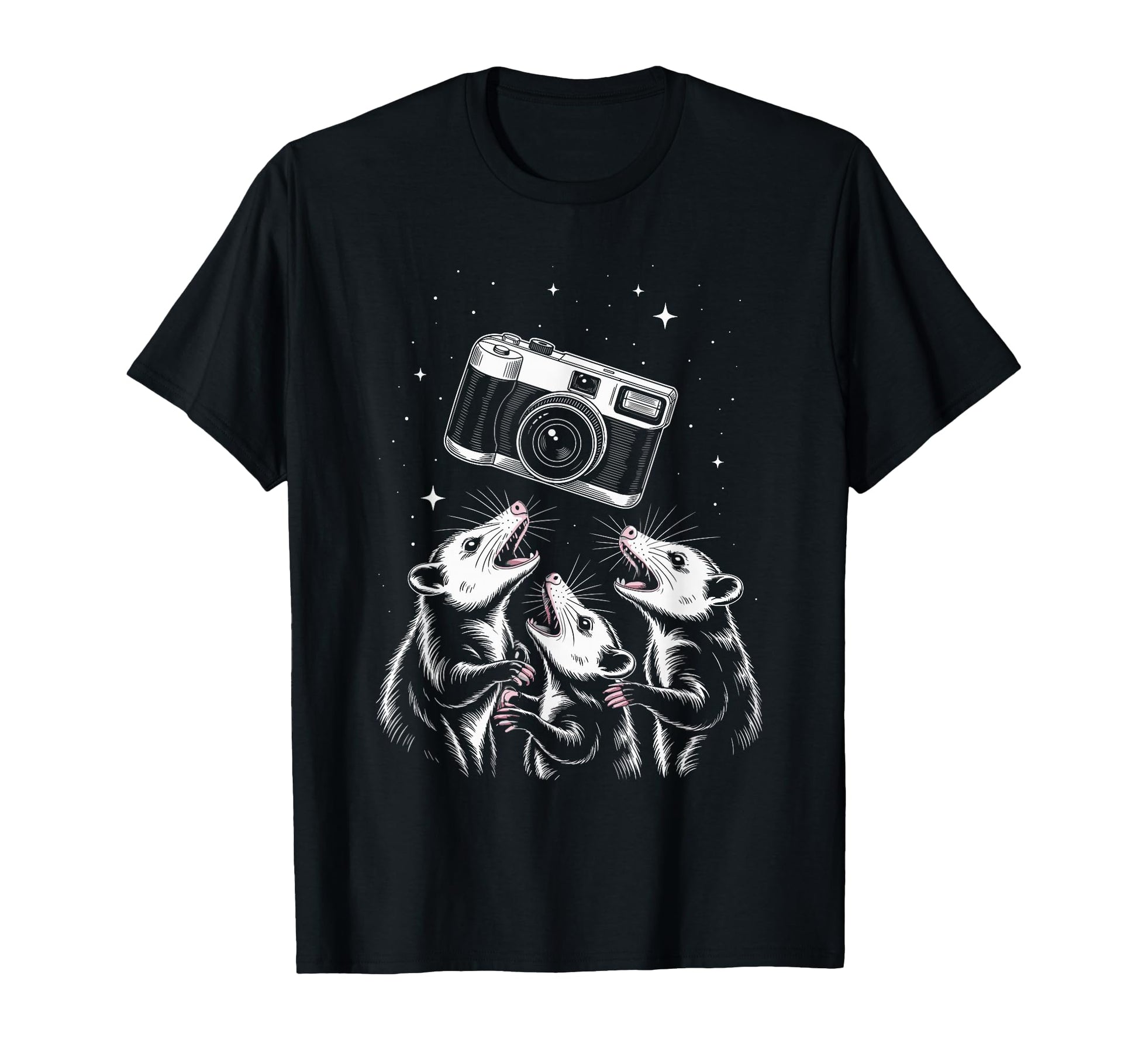 Opossum Camera Photography Scene T-Shirt - Fun Novelty Design for Adults - T-Shirt, Sweatshirt, Hoodie