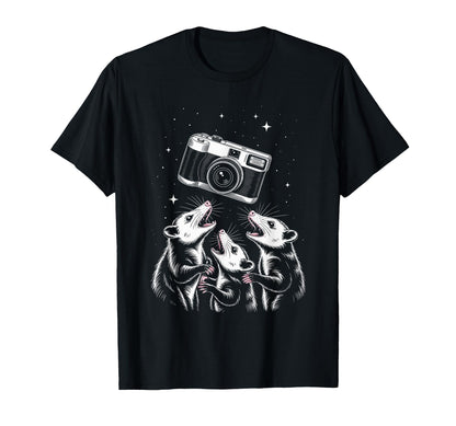 Opossum Camera Photography Scene T-Shirt - Fun Novelty Design for Adults - T-Shirt, Sweatshirt, Hoodie