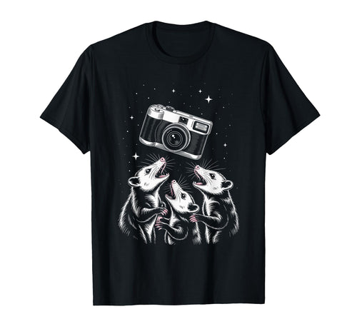 Opossum Camera Photography Scene T-Shirt - Fun Novelty Design for Adults - T-Shirt, Sweatshirt, Hoodie