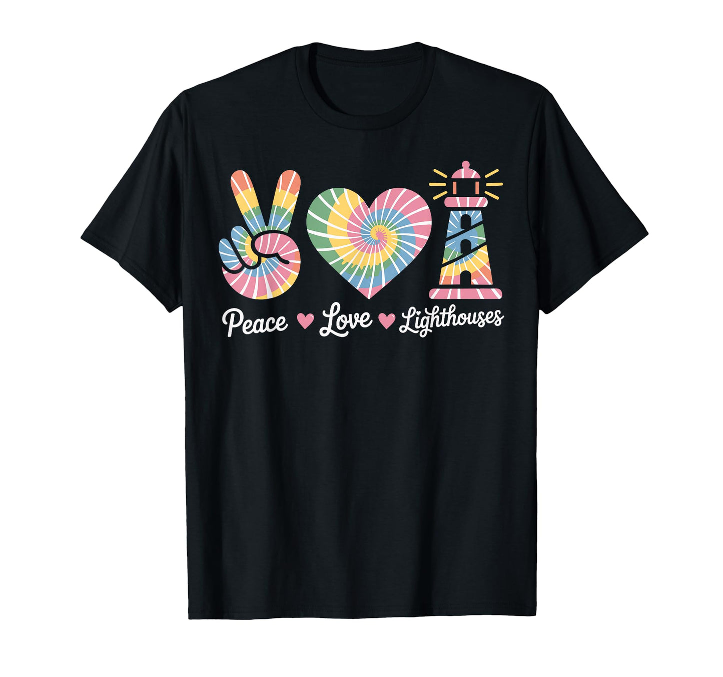 Peace Love Lighthouses Funny Lighthouse T-Shirt - Unique Graphic for Adults - T-Shirt, Sweatshirt, Hoodie