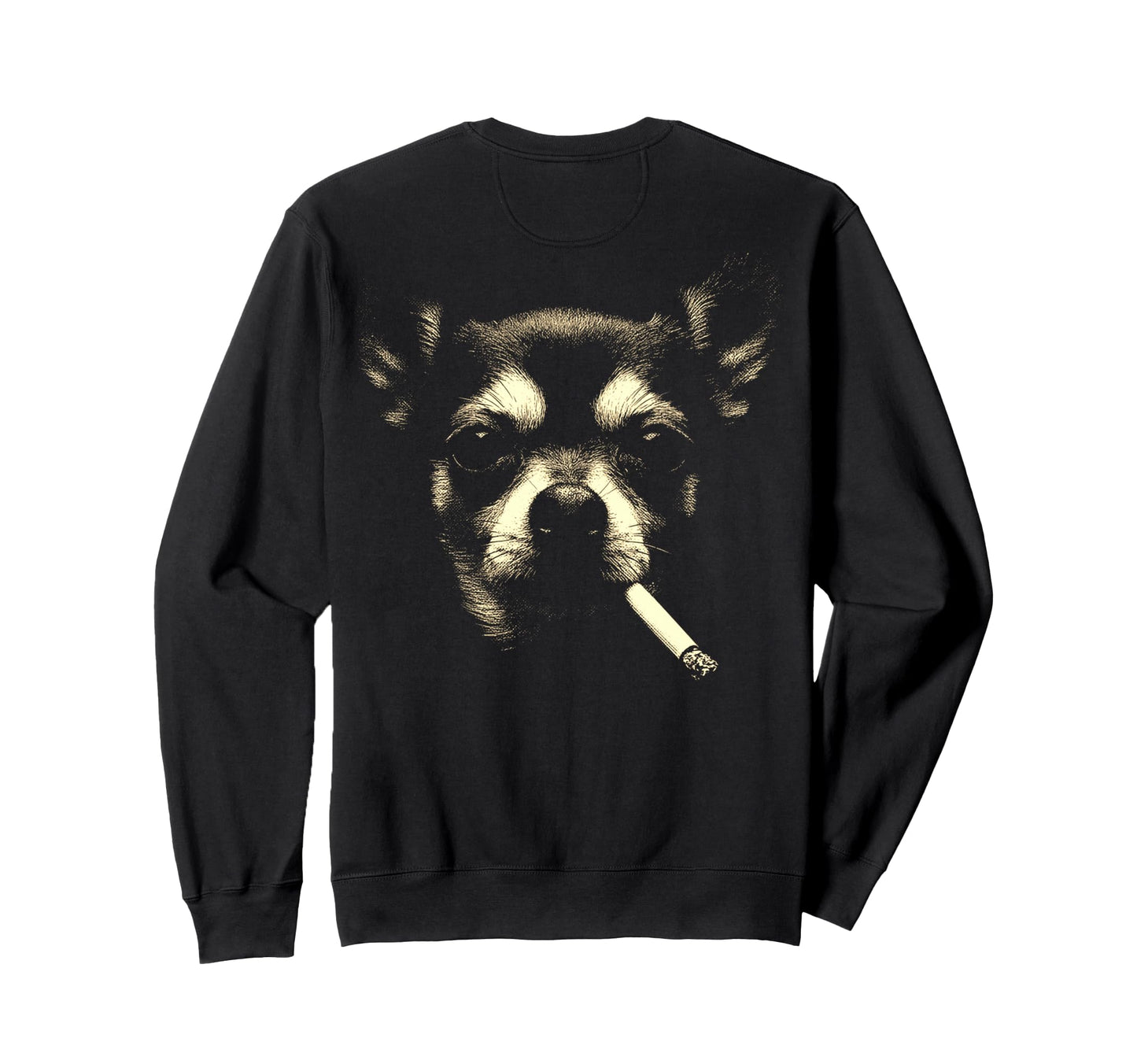 Chihuahua Smoking Cigarette Sweatshirt - Casual Everyday Wear Unisex - T-Shirt, Sweatshirt, Hoodie