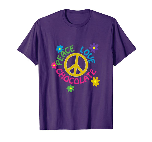 Peace Love Chocolate T-Shirt - Custom Art Print Men Women - T-Shirt, Sweatshirt, Hoodie