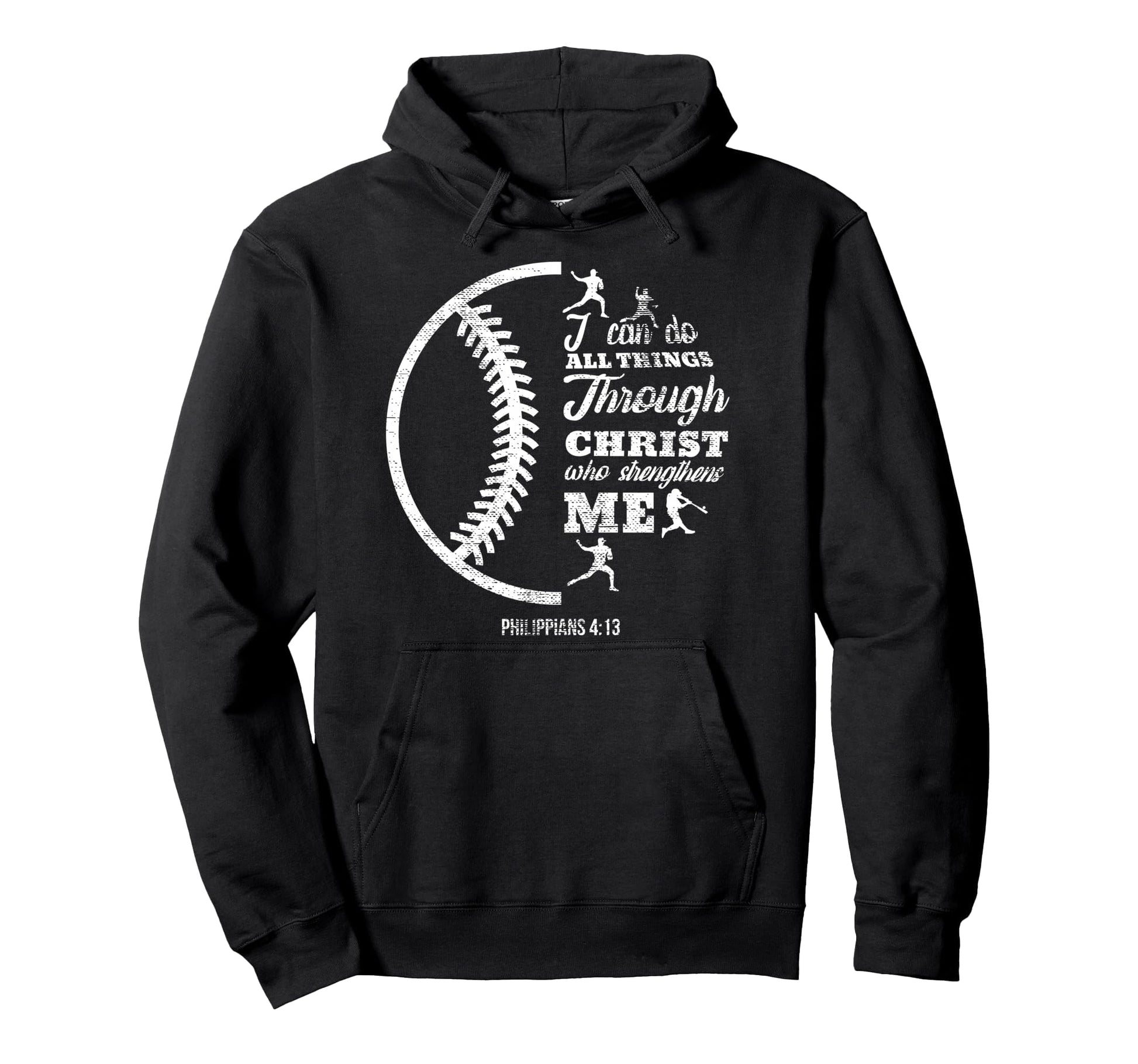 Philippians 4 13 Christian Baseball Hoodie - Fun Novelty Design for Adults - T-Shirt, Sweatshirt, Hoodie