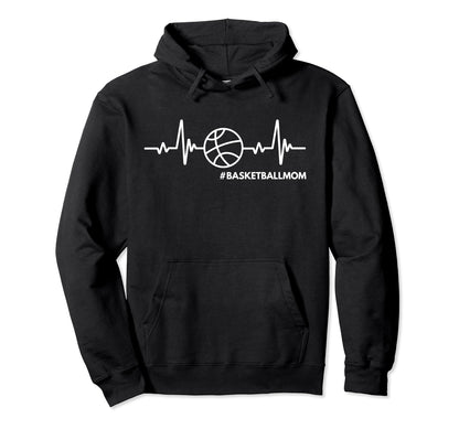 Heartbeat Basketball Mom Funny Sports Mom Hoodie - Novelty Apparel Unisex - T-Shirt, Sweatshirt, Hoodie