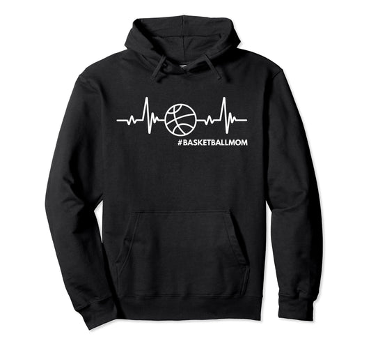 Heartbeat Basketball Mom Funny Sports Mom Hoodie - Novelty Apparel Unisex - T-Shirt, Sweatshirt, Hoodie