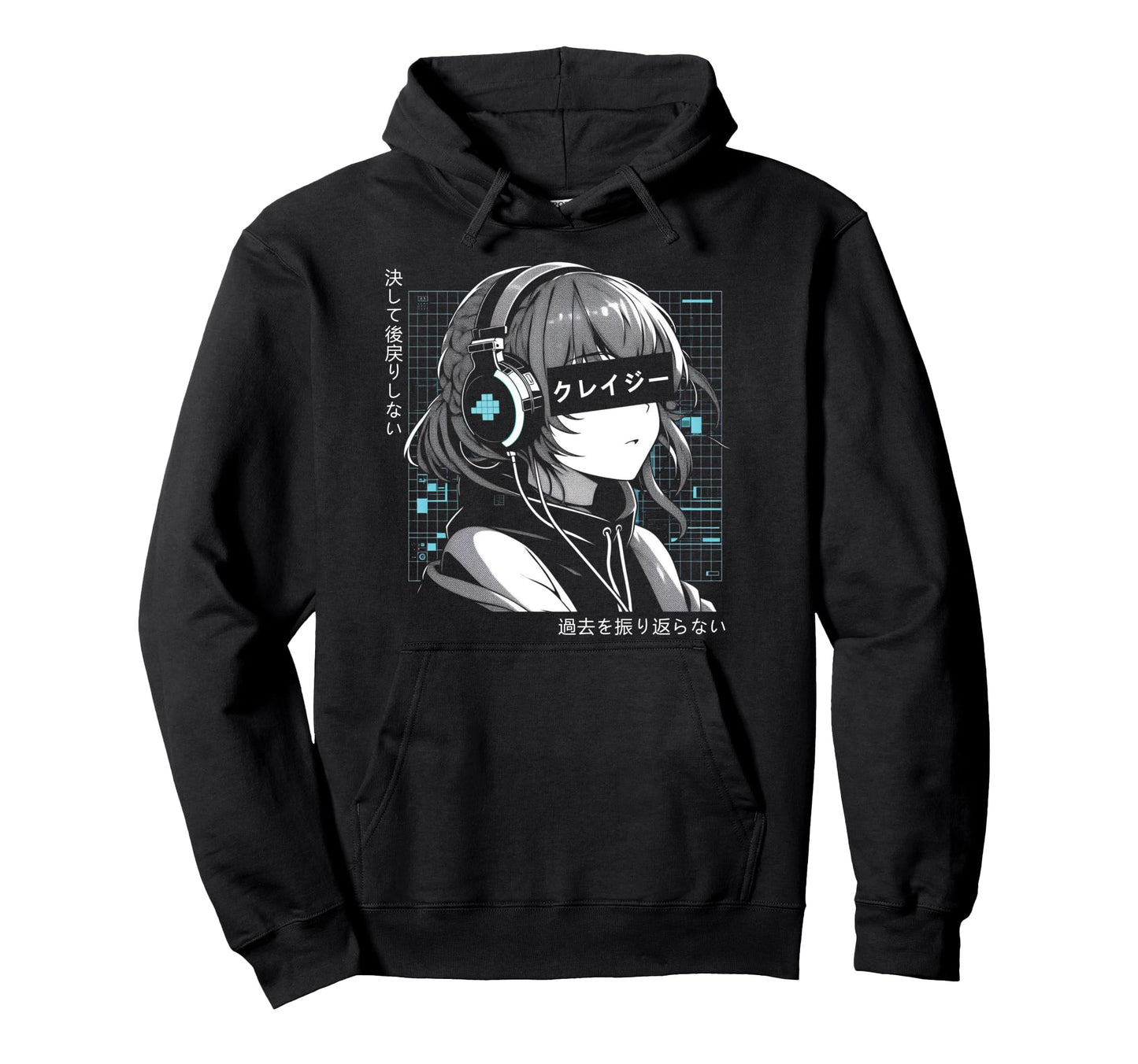 Anime Headphone Vaporwave Aesthetic Hoodie - Fun Novelty Design Men Women - T-Shirt, Sweatshirt, Hoodie