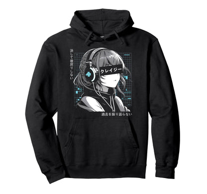 Anime Headphone Vaporwave Aesthetic Hoodie - Fun Novelty Design Men Women - T-Shirt, Sweatshirt, Hoodie
