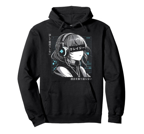 Anime Headphone Vaporwave Aesthetic Hoodie - Fun Novelty Design Men Women - T-Shirt, Sweatshirt, Hoodie