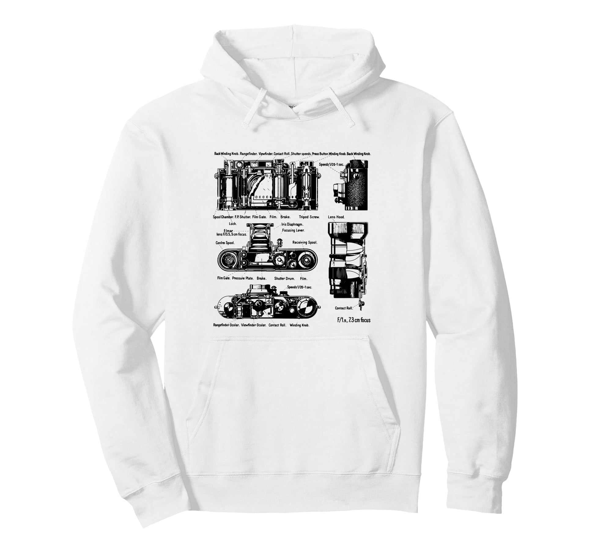 Low Aperture F1 9 Film Camera Diagram Hoodie - Minimalist Print Unisex - T-Shirt, Sweatshirt, Hoodie