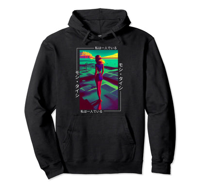 90S Synthwave Japanese Vaporwave Art Hoodie - Fun Novelty Design Men Women - T-Shirt, Sweatshirt, Hoodie