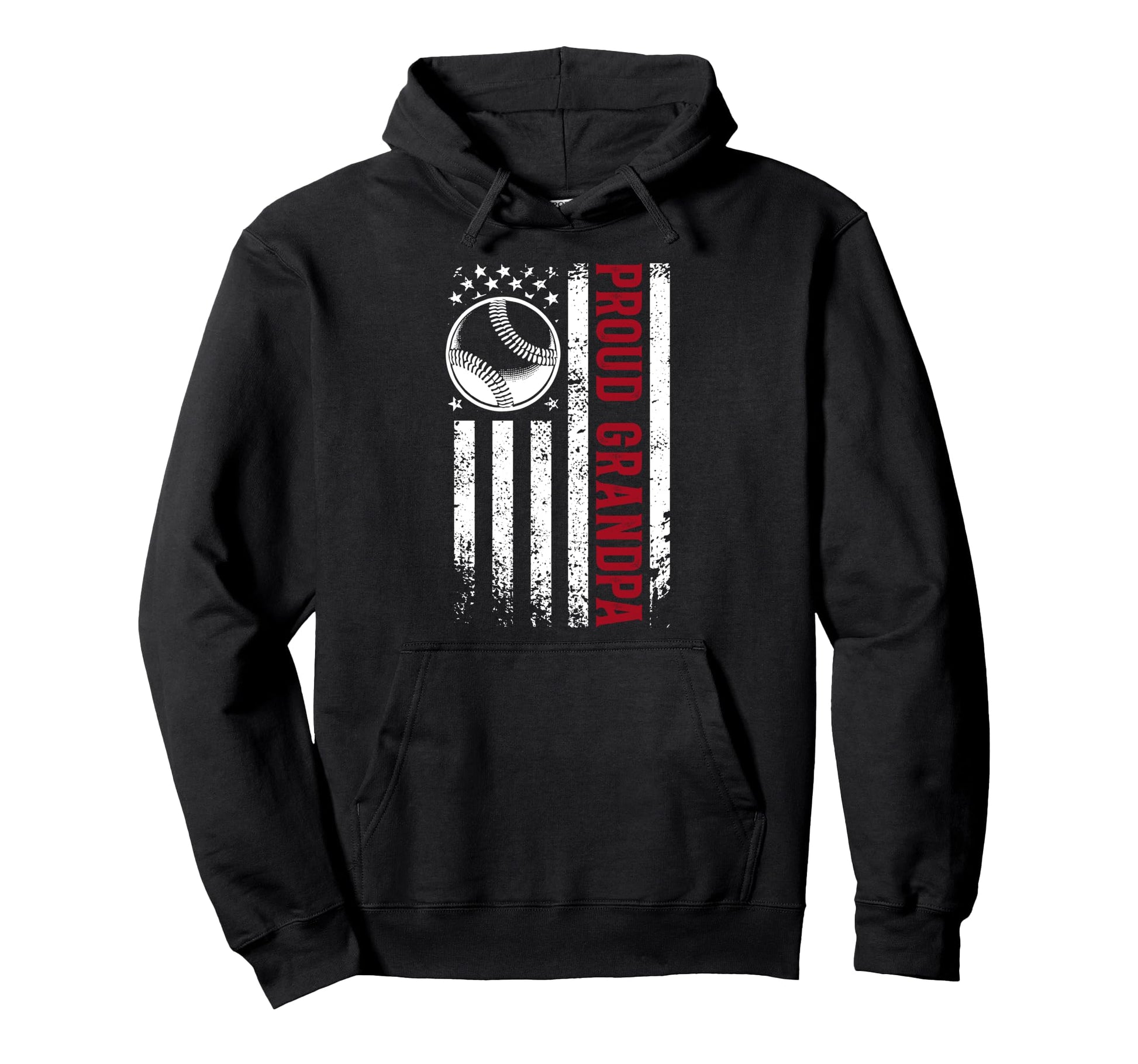Proud Grandpa Baseball Player Us Flag Hoodie - Custom Art Print Unisex - T-Shirt, Sweatshirt, Hoodie