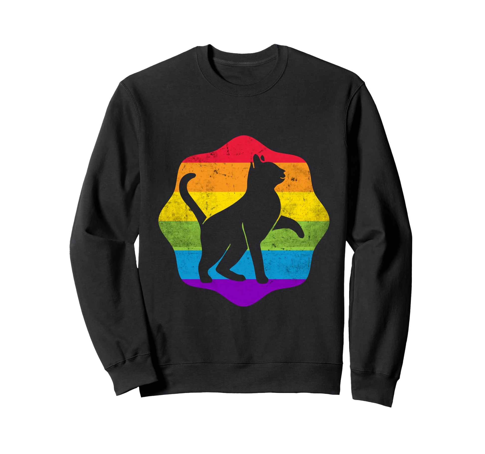 Rainbow Cat Gift Funny Sweatshirt - Aesthetic Graphic for Adults - T-Shirt, Sweatshirt, Hoodie