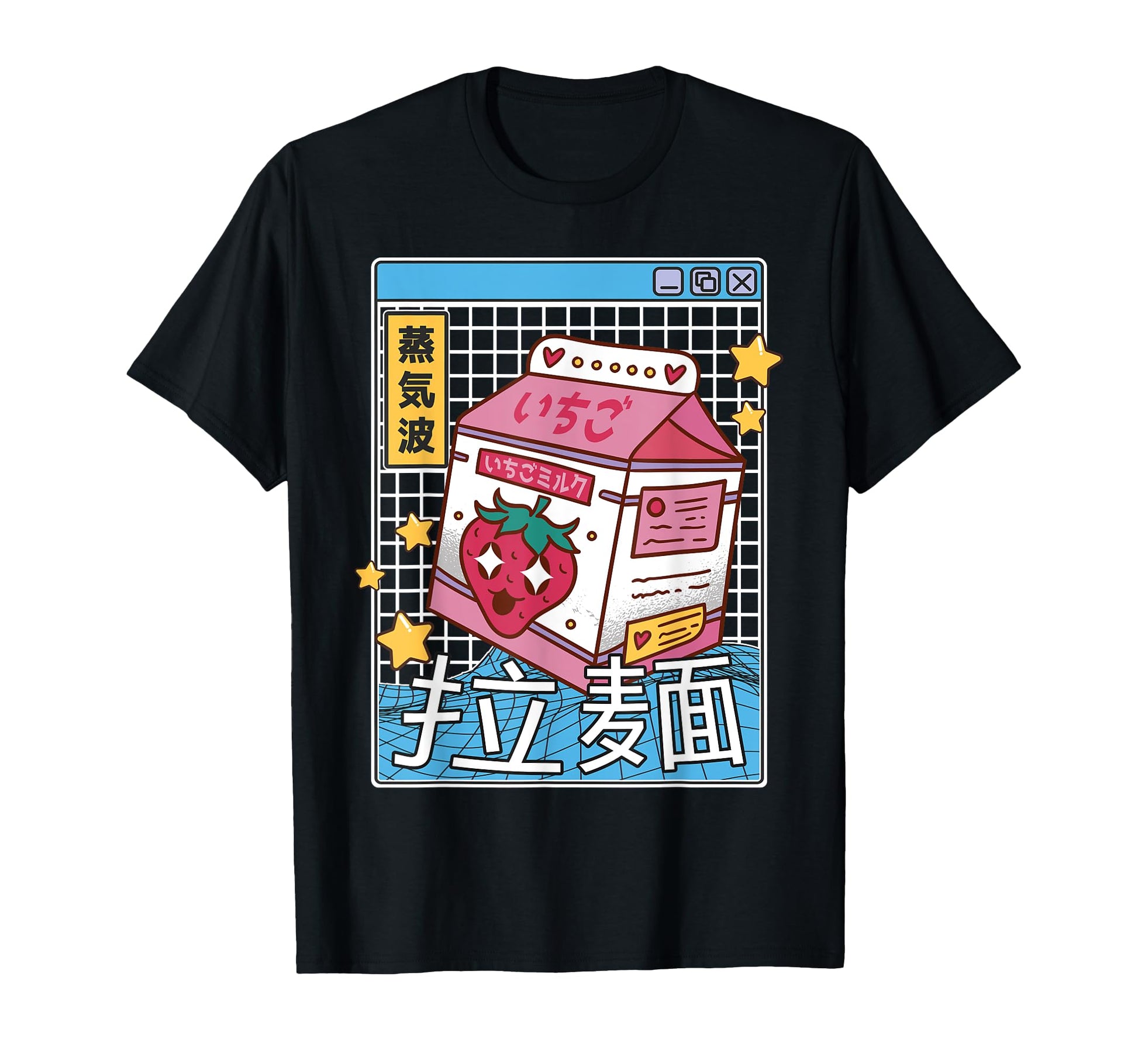 Strawberry Milk Carton Kawaii Grid T-Shirt - Custom Art Print Men Women - T-Shirt, Sweatshirt, Hoodie