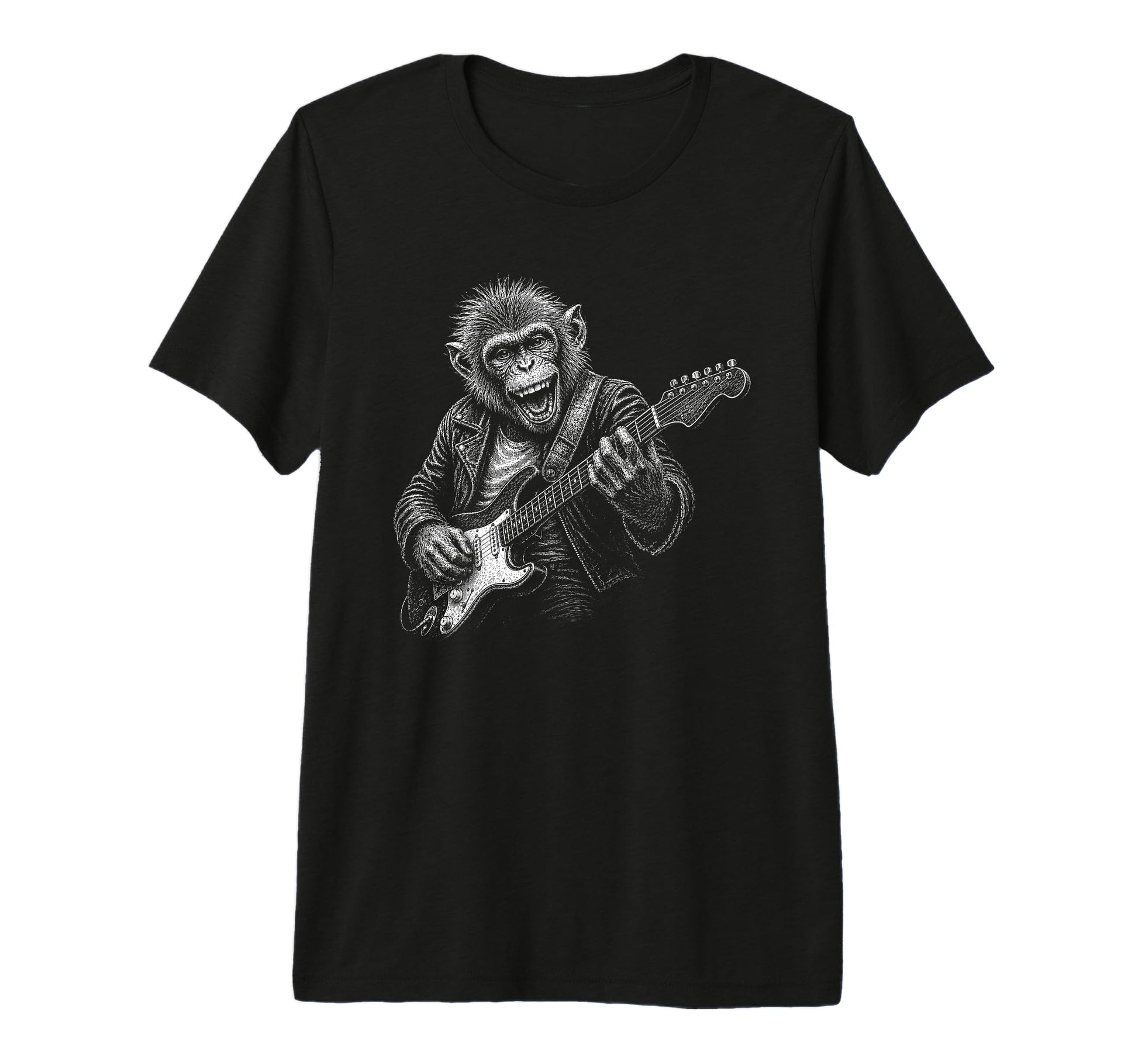 Funy Monkey Playing Guitar Animal Rock T-Shirt - Graphic Print Men Women - T-Shirt, Sweatshirt, Hoodie