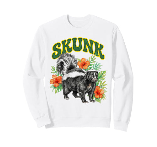 Skunk Groovy Floral Skunk Sweatshirt - Aesthetic Graphic for Adults - T-Shirt, Sweatshirt, Hoodie