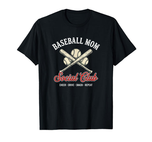 Baseball Mom Social Club Bleacher T-Shirt - Novelty Apparel for Adults - T-Shirt, Sweatshirt, Hoodie