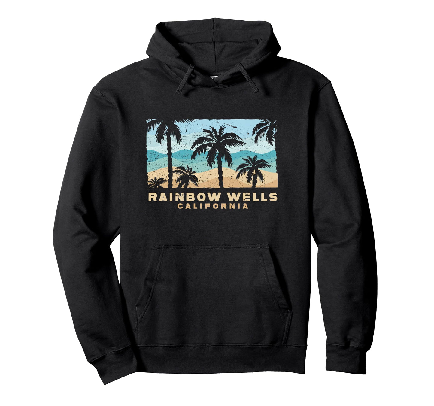 Rainbow Wells California Palm Beach Hoodie - Custom Art Print for Adults - T-Shirt, Sweatshirt, Hoodie