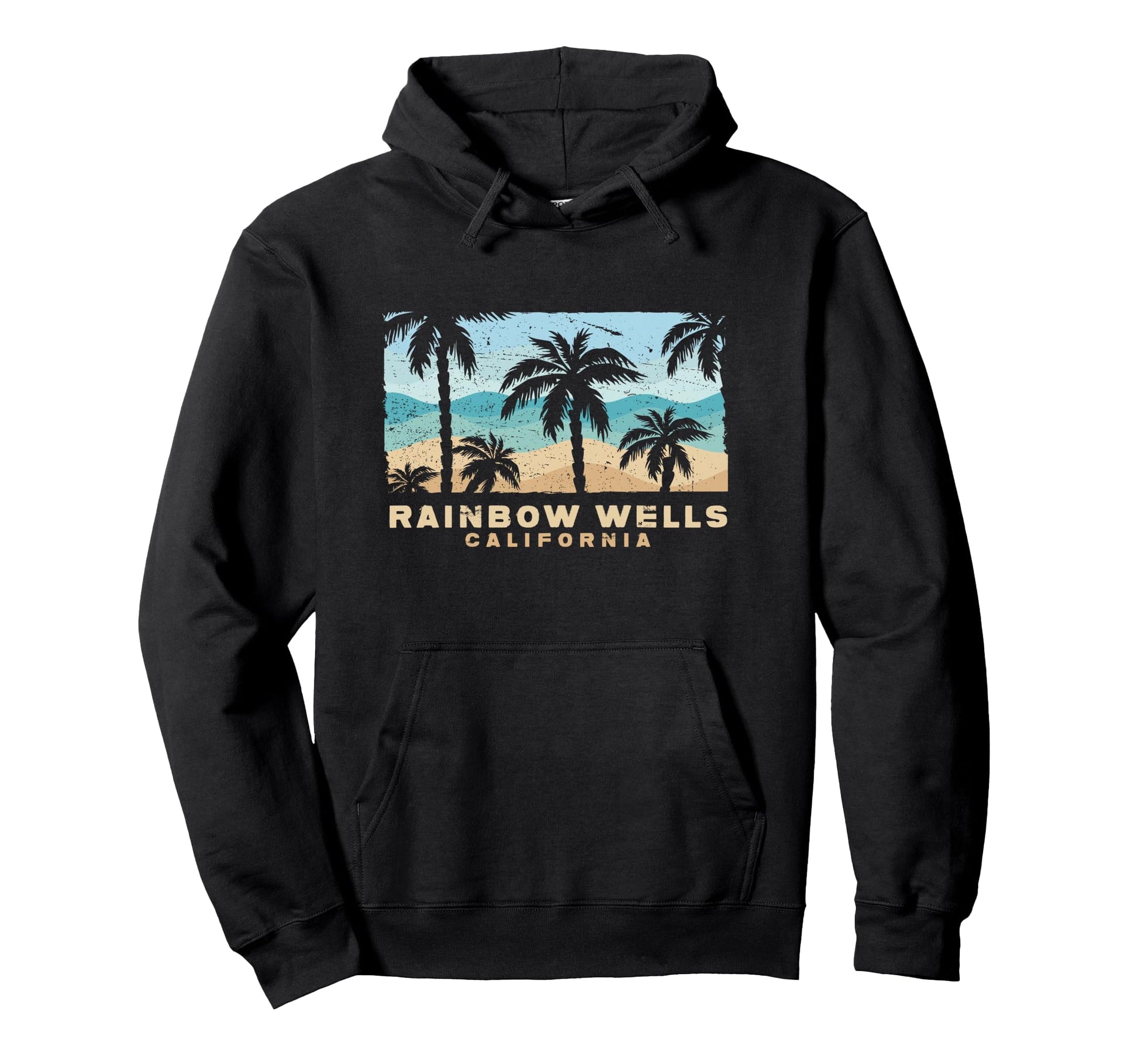 Rainbow Wells California Palm Beach Hoodie - Custom Art Print for Adults - T-Shirt, Sweatshirt, Hoodie