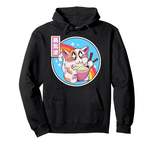 Cat Ramen Noodles Kawaii Rainbow Anime Hoodie - Minimalist Print Men Women - T-Shirt, Sweatshirt, Hoodie