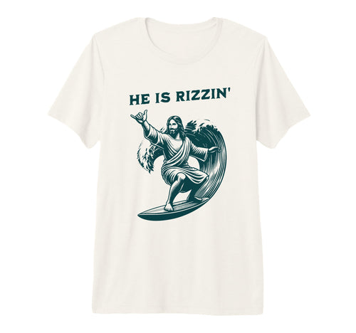 He Is Rizzin Jesus Surfing Funny T-Shirt - Trendy Graphic for Adults - T-Shirt, Sweatshirt, Hoodie