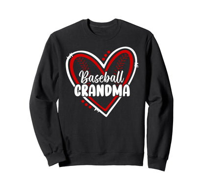 Baseball Grandma Heart Grandma Sweatshirt - Graphic Print for Adults - T-Shirt, Sweatshirt, Hoodie