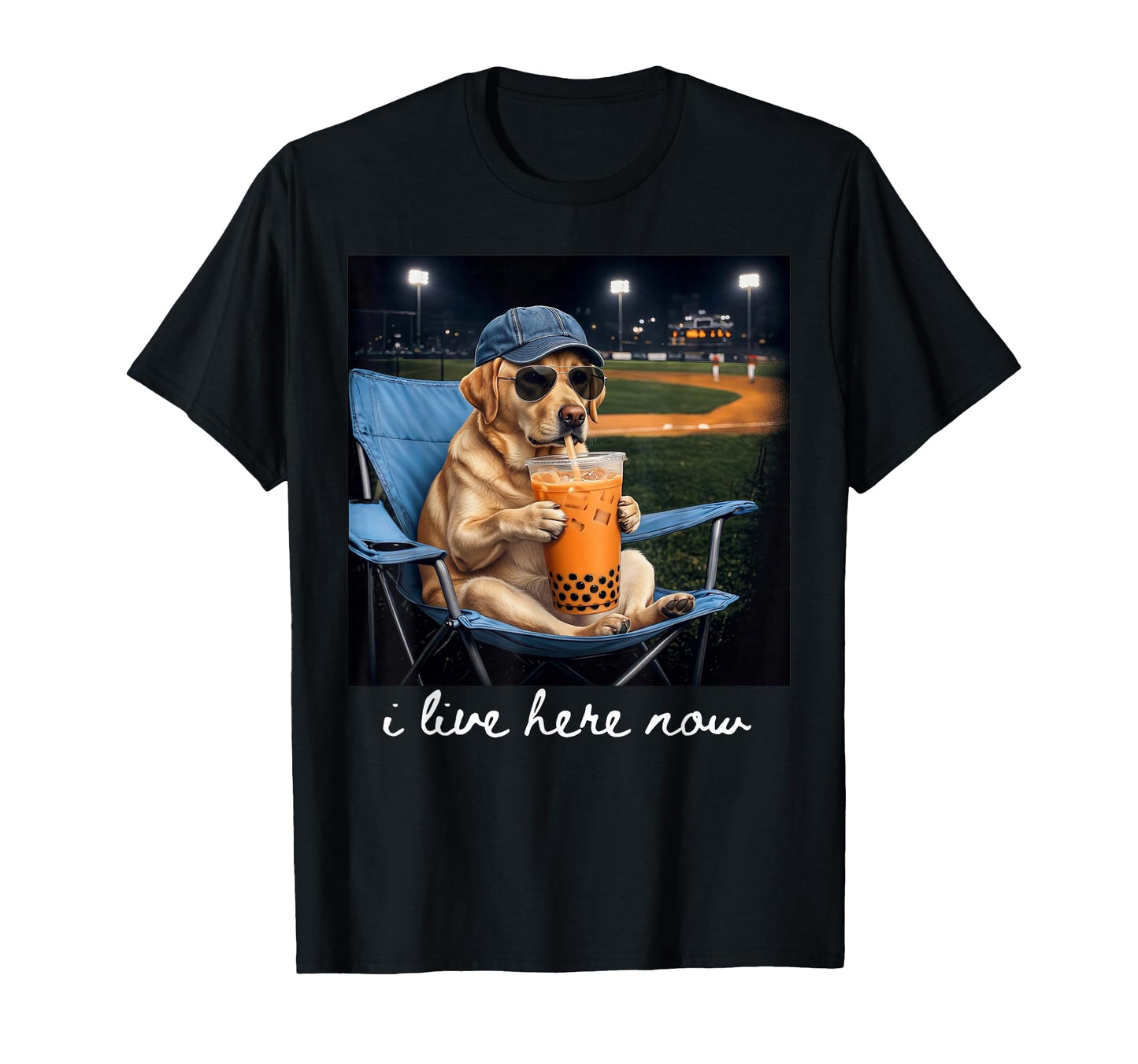 Labrador Drink Iced Coffee Baseball T-Shirt - Graphic Print for Adults - T-Shirt, Sweatshirt, Hoodie