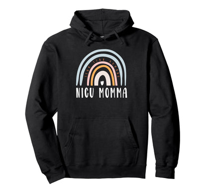 Nicu Momma Boho Rainbow Colorful Nicu Mom Hoodie - Unique Graphic Unisex - T-Shirt, Sweatshirt, Hoodie
