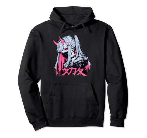 Goth Grunge Demon Anime Waifu Horror Alt Hoodie - Streetwear Style Unisex - T-Shirt, Sweatshirt, Hoodie