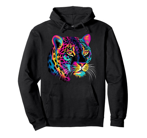 Rainbow Colorful Jaguar Big Cat Lover Hoodie - Fun Novelty Design Men Women - T-Shirt, Sweatshirt, Hoodie