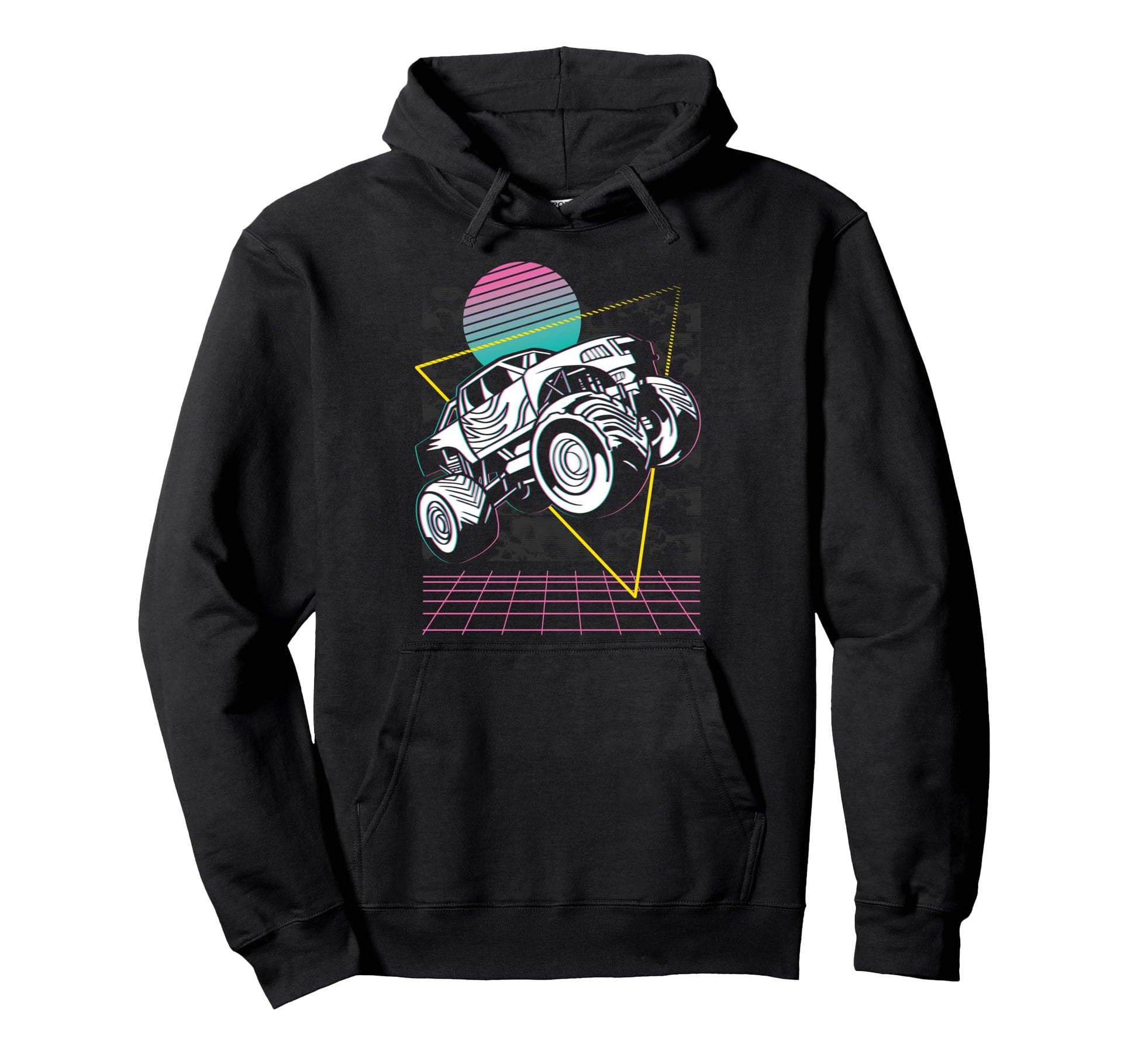 Vaporwave Aesthetic Monster Truck Hoodie - Minimalist Print for Adults - T-Shirt, Sweatshirt, Hoodie