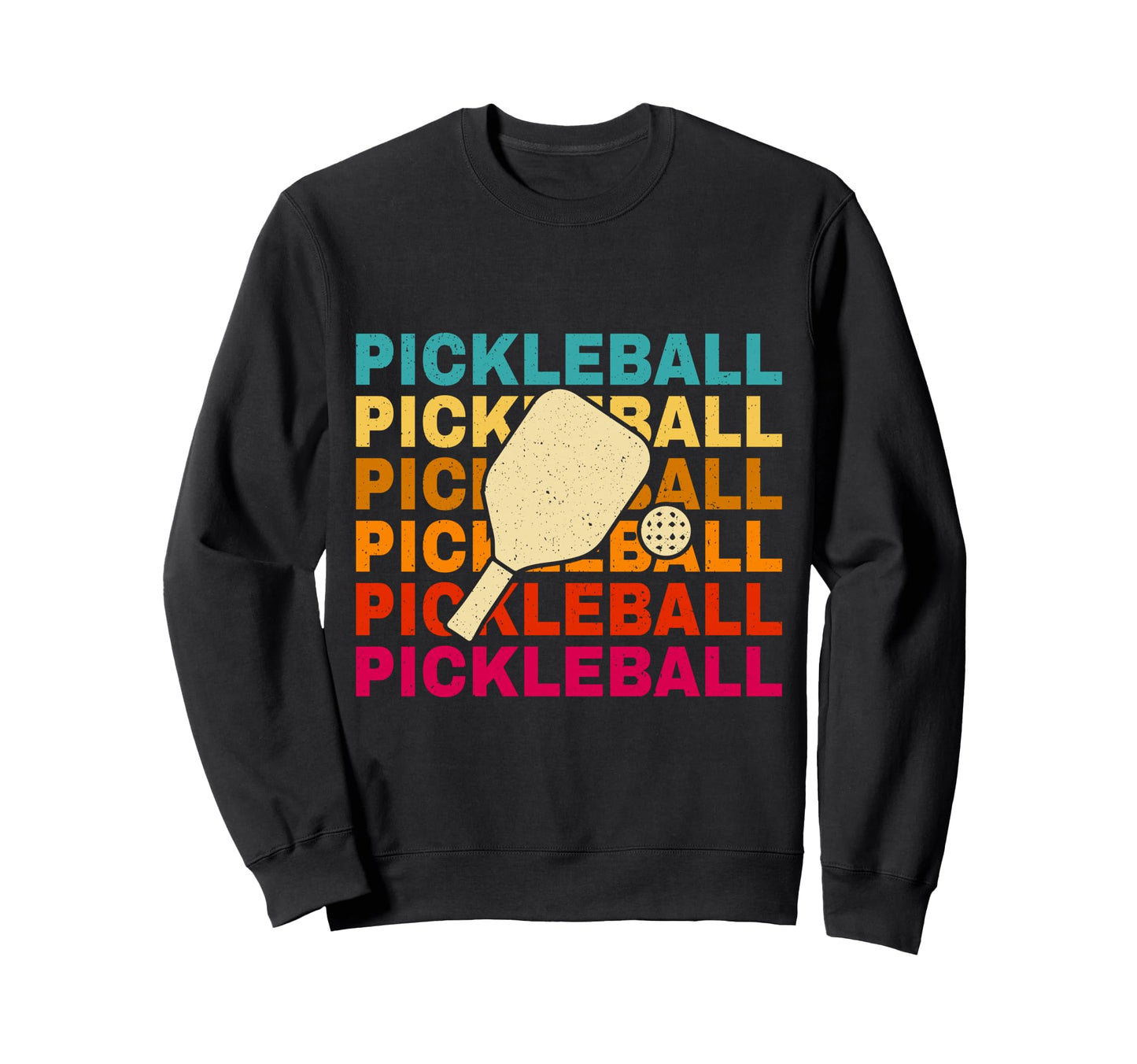Pickleball Rainbow Stacked Typography Sweatshirt - Trendy Graphic Unisex - T-Shirt, Sweatshirt, Hoodie